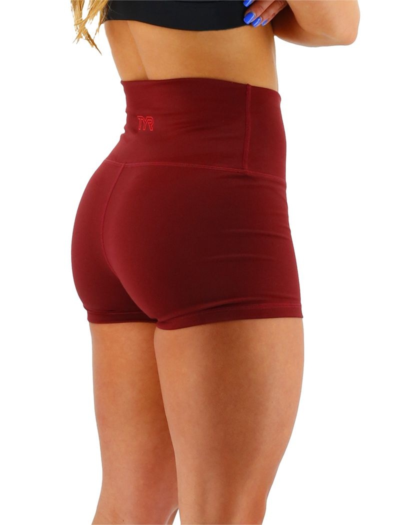 Burgundy Tyr Base Kinetic™ 2 High-rise Women's Shorts | US-PCXB65130