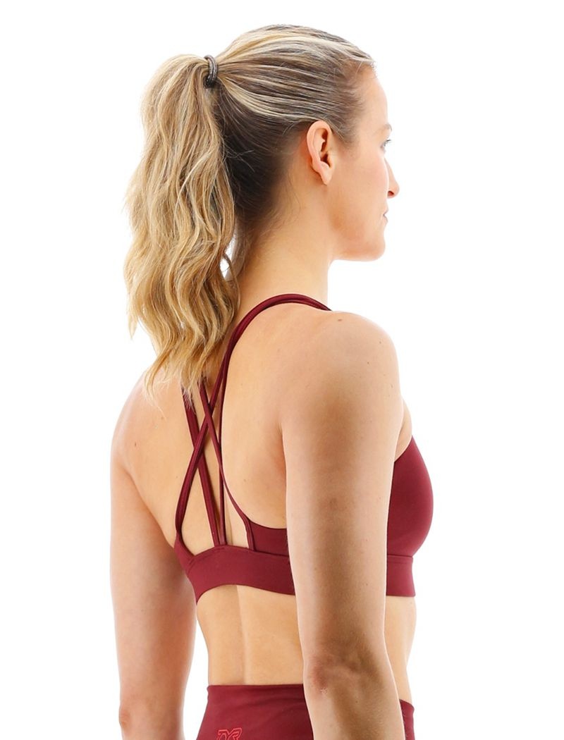 Burgundy Tyr Base Kinetic™ Dual Strap Women's Sports Bra | US-UVNX91548