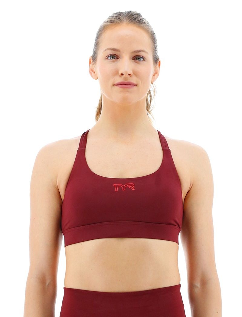 Burgundy Tyr Base Kinetic™ Dual Strap Women\'s Sports Bra | US-UVNX91548