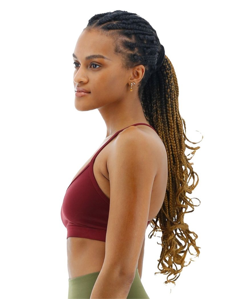 Burgundy Tyr Base Kinetic™ V-neck Women's Sports Bra | US-GVES79602