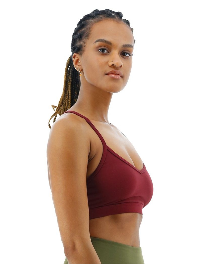 Burgundy Tyr Base Kinetic™ V-neck Women's Sports Bra | US-GVES79602