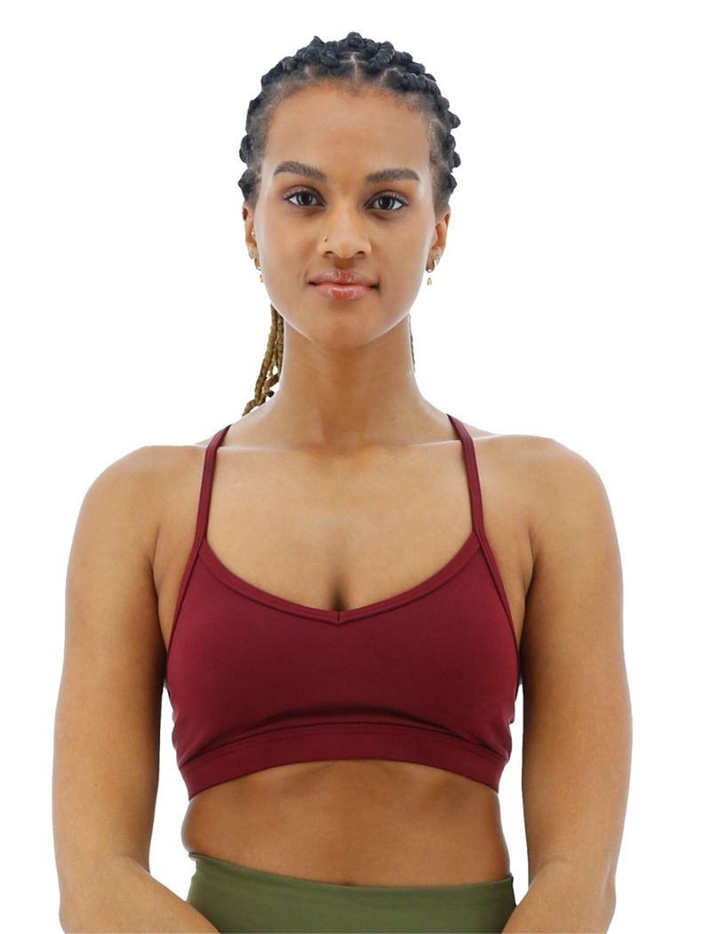 Burgundy Tyr Base Kinetic™ V-neck Women\'s Sports Bra | US-GVES79602