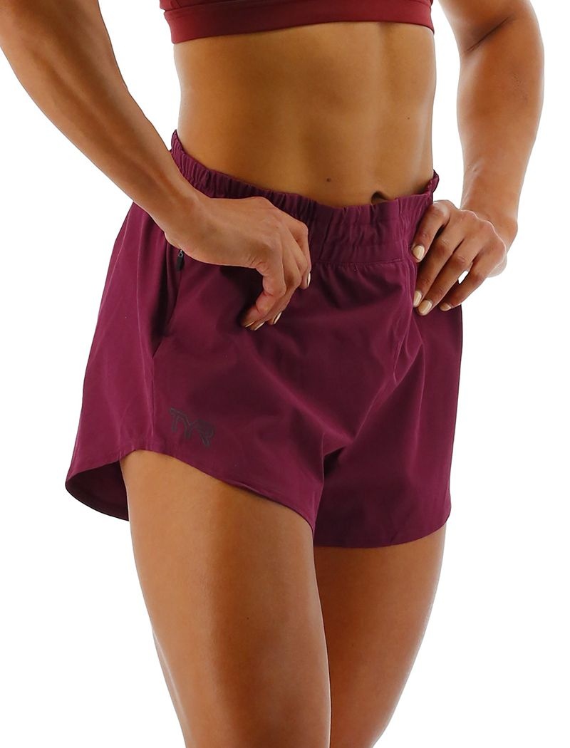 Burgundy Tyr Hydrosphere™ Pace Women's Running Shorts | US-JASK45781