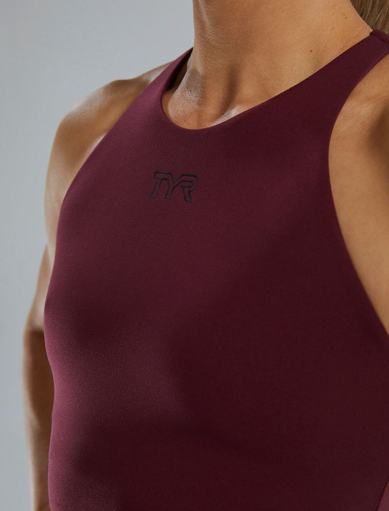 Burgundy Tyr Joule Elite™ High Neck Women's Sports Bra | US-WUYB52346