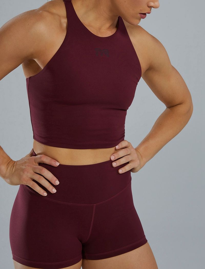 Burgundy Tyr Joule Elite™ High Neck Women's Sports Bra | US-WUYB52346