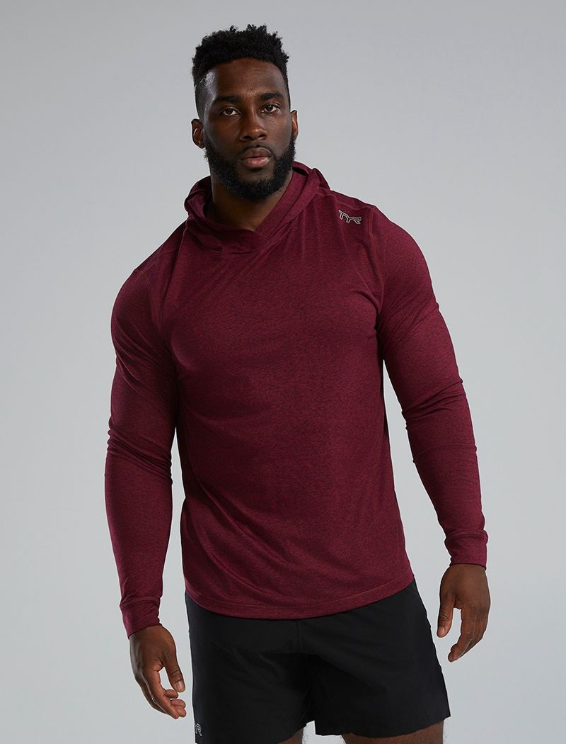 Burgundy Tyr Sls Tech Performance Men\'s Hoodie | US-IAHY31980