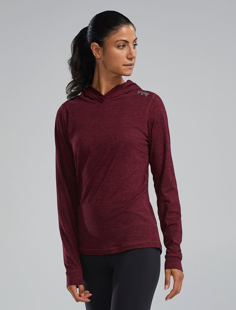 Burgundy Tyr Sls Tech Performance Women's Hoodie | US-MUSJ17803