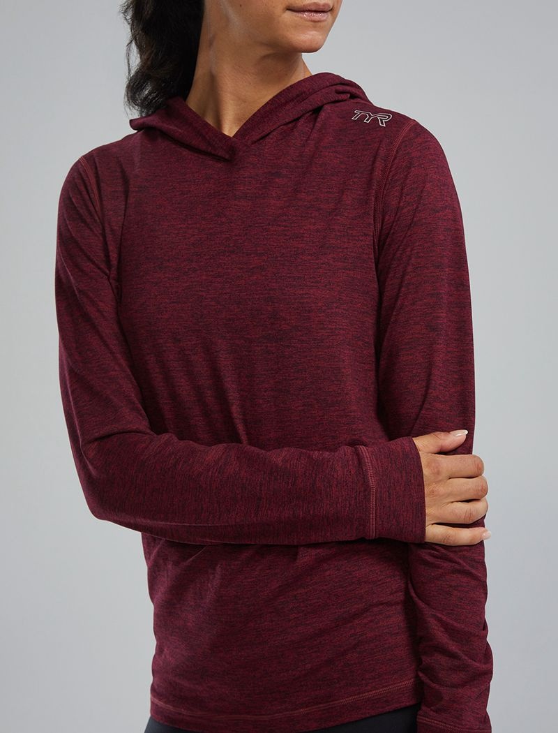 Burgundy Tyr Sls Tech Performance Women's Hoodie | US-MUSJ17803