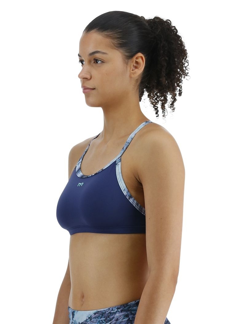 Dark Blue Tyr Diamondfit Women's Bikini Tops | US-DGSR52469