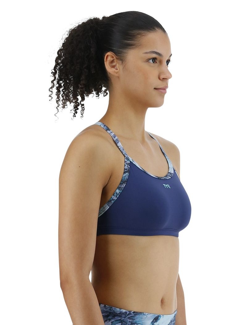 Dark Blue Tyr Diamondfit Women's Bikini Tops | US-DGSR52469