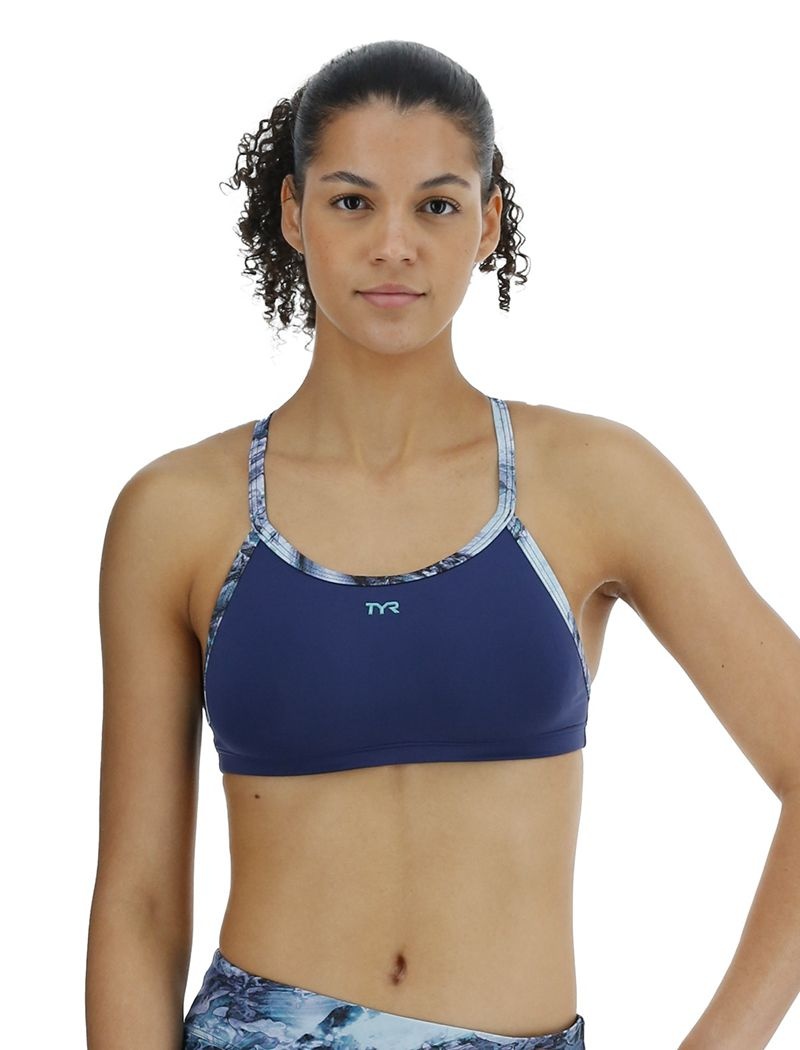 Dark Blue Tyr Diamondfit Women\'s Bikini Tops | US-DGSR52469