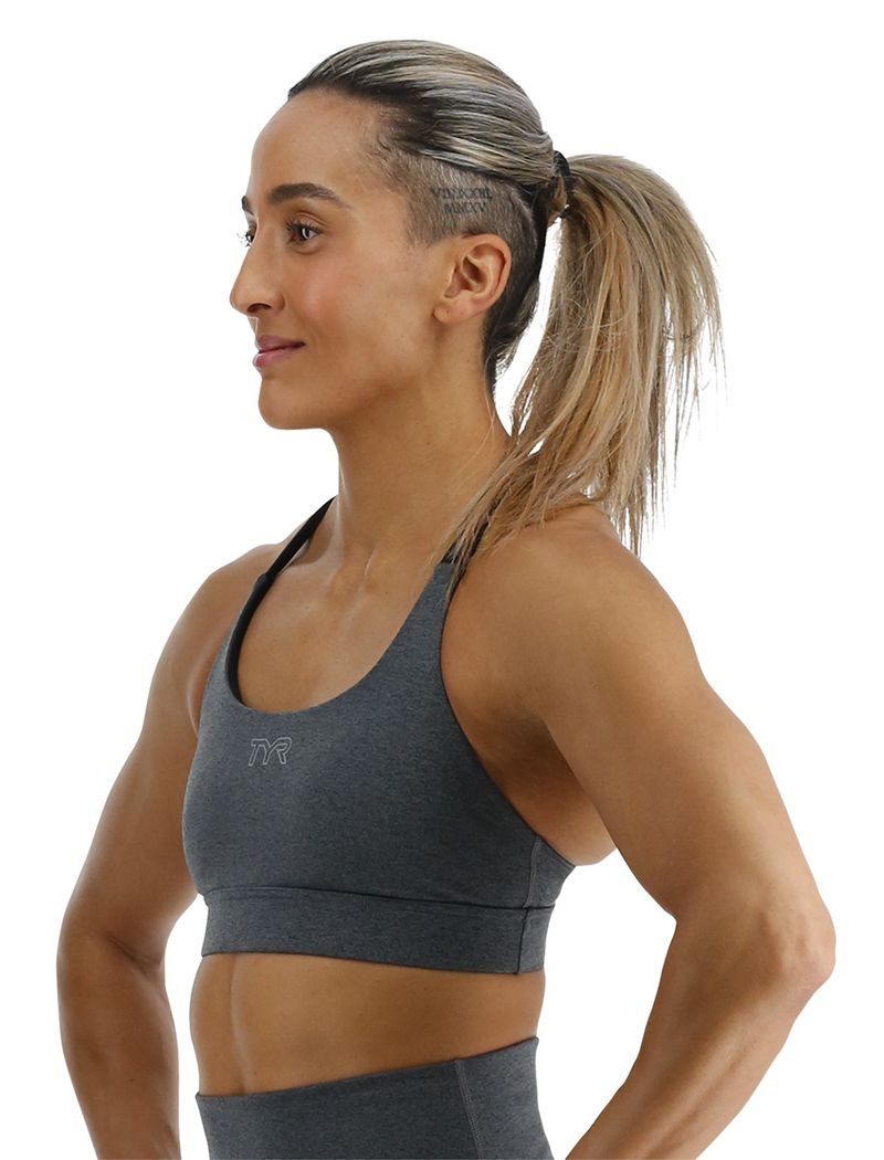 Dark Grey Tyr Base Kinetic™ Dual Strap Women's Sports Bra | US-VLHE09257