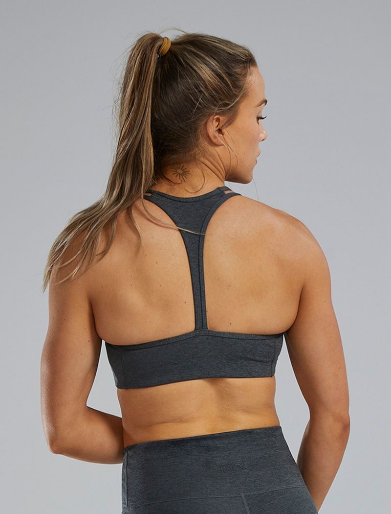 Dark Grey Tyr Base Kinetic™ Racerback Women's Sports Bra | US-YCJA28957