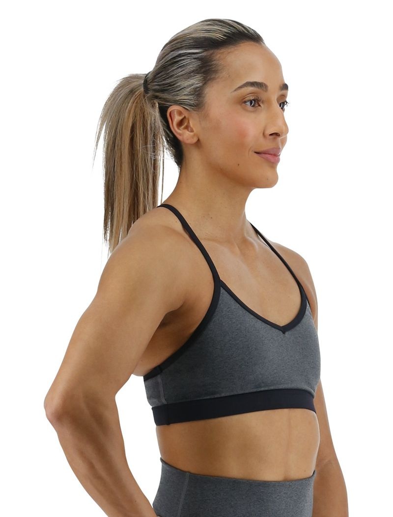 Dark Grey Tyr Base Kinetic™ V-neck Women's Sports Bra | US-FJPL68329