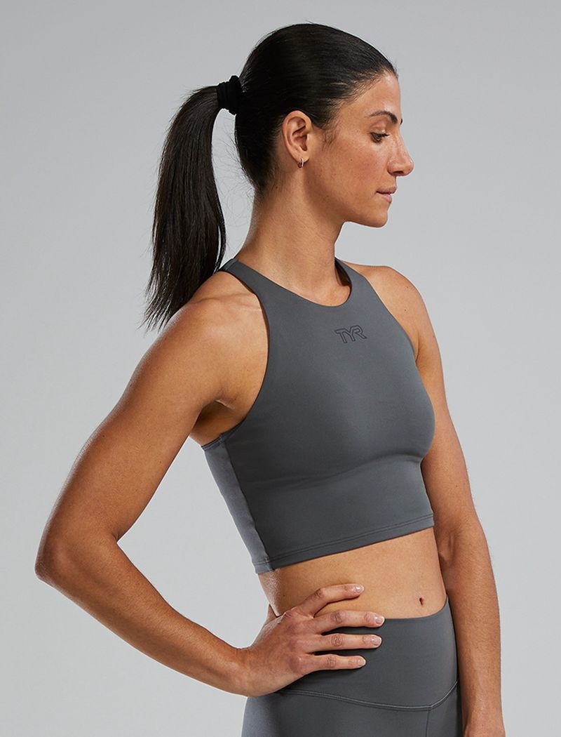 Dark Grey Tyr Joule Elite™ High Neck Women's Sports Bra | US-ALYQ62493