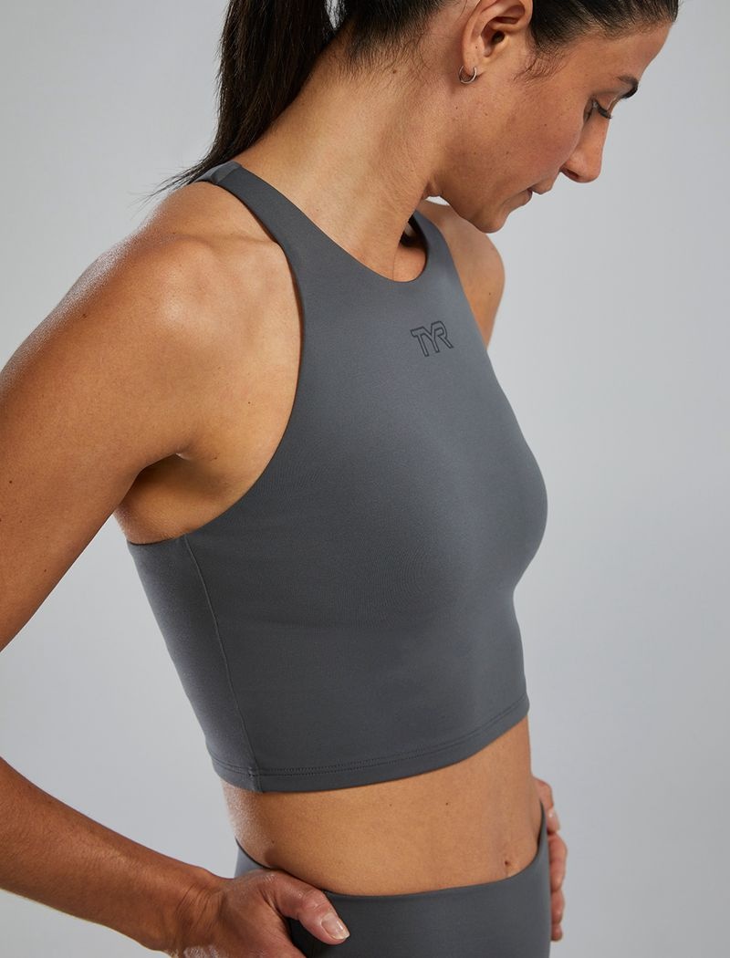 Dark Grey Tyr Joule Elite™ High Neck Women's Sports Bra | US-ALYQ62493