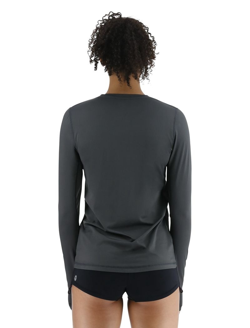 Dark Grey Tyr Sundefense™ Vented Long Sleeve Crew Women's Shirts | US-WPEQ14083