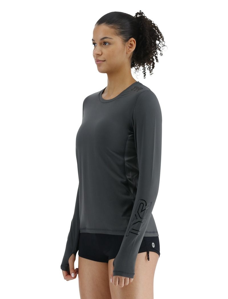 Dark Grey Tyr Sundefense™ Vented Long Sleeve Crew Women's Shirts | US-WPEQ14083