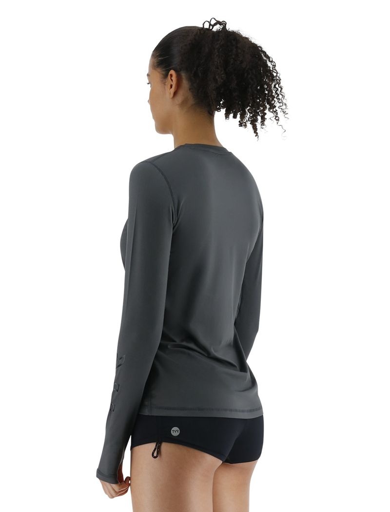 Dark Grey Tyr Sundefense™ Vented Long Sleeve Crew Women's Shirts | US-WPEQ14083