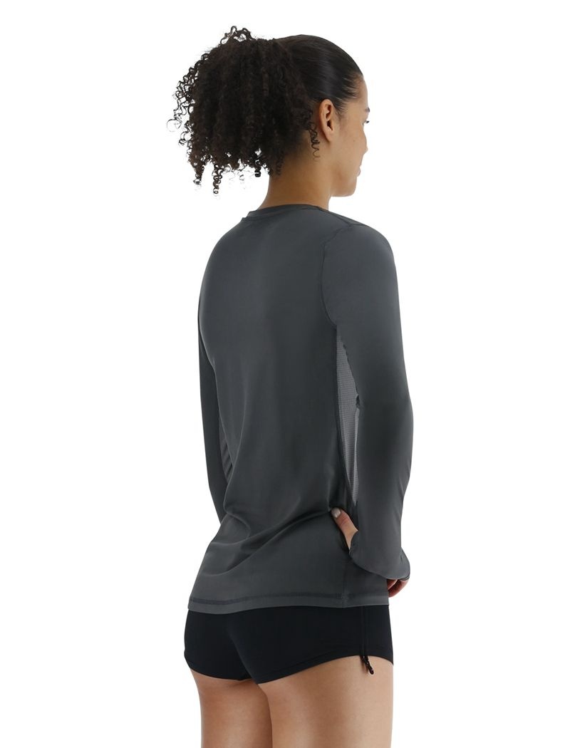 Dark Grey Tyr Sundefense™ Vented Long Sleeve Crew Women's Shirts | US-WPEQ14083