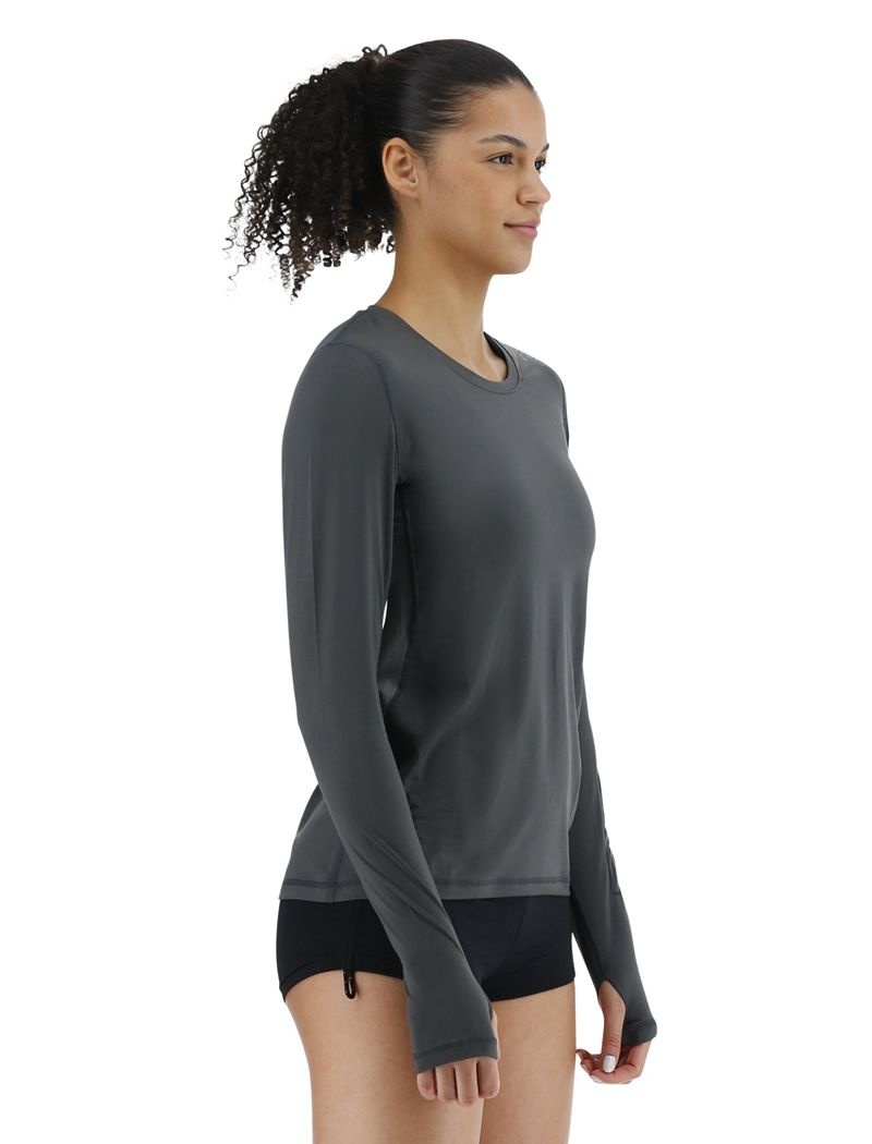 Dark Grey Tyr Sundefense™ Vented Long Sleeve Crew Women's Shirts | US-WPEQ14083