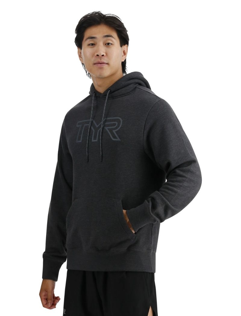 Dark Grey Tyr Ultrasoft Big Logo Tech Men's Hoodie | US-CAFM95432