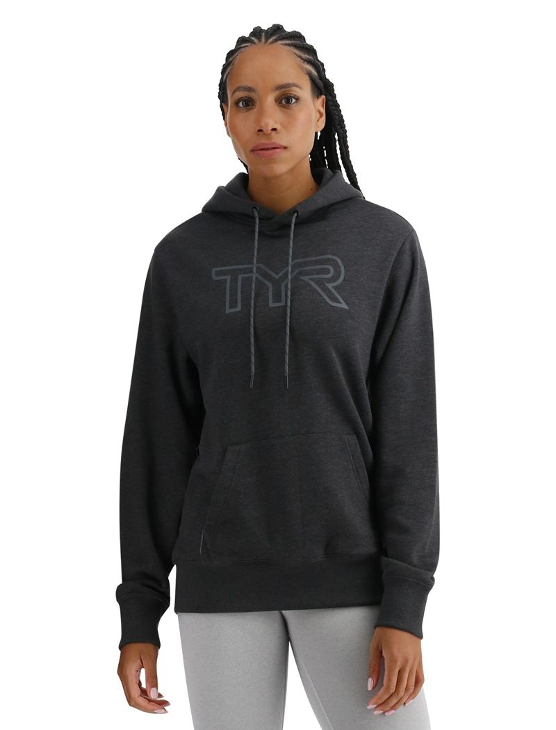 Dark Grey Tyr Ultrasoft Big Logo Tech Women\'s Hoodie | US-LDXU85149