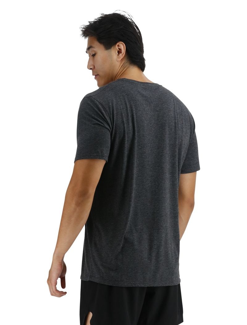 Dark Grey Tyr Ultrasoft Big Logo Tri-blend Tech Men's T-Shirt | US-QHCA54238