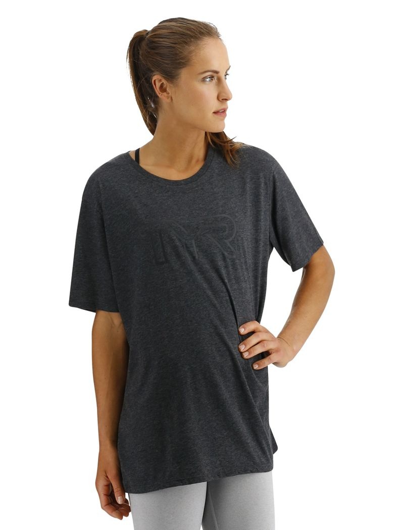 Dark Grey Tyr Ultrasoft Big Logo Tri-blend Tech Women's T-Shirt | US-TCIK05829