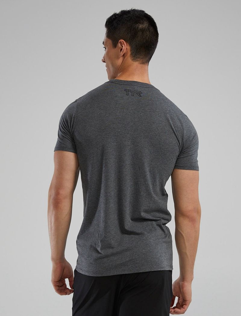 Dark Grey Tyr Ultrasoft Lightweight Tri Blend Tech Men's T-Shirt | US-LRFC75641