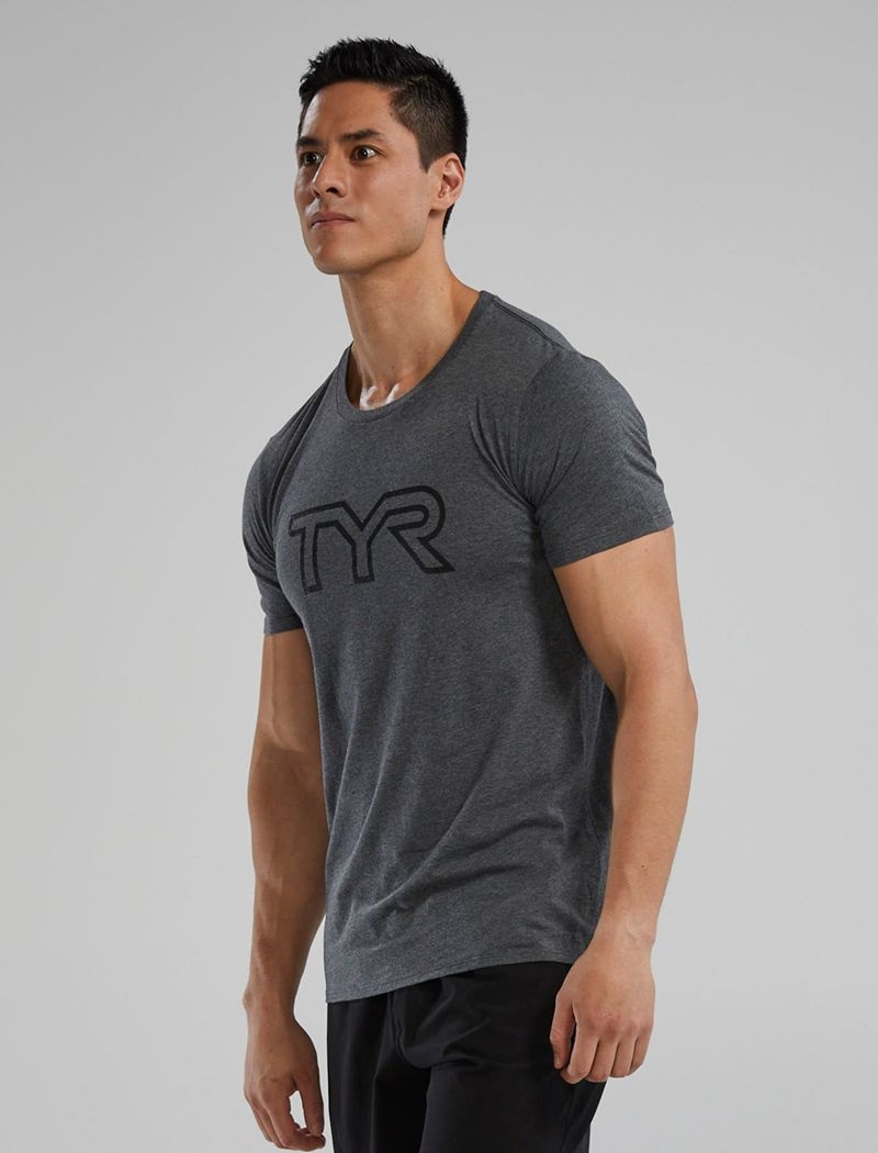 Dark Grey Tyr Ultrasoft Lightweight Tri Blend Tech Men's T-Shirt | US-LRFC75641