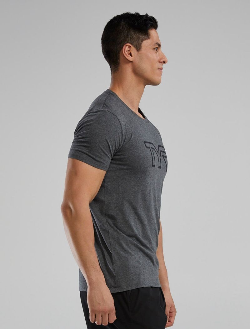 Dark Grey Tyr Ultrasoft Lightweight Tri Blend Tech Men's T-Shirt | US-LRFC75641