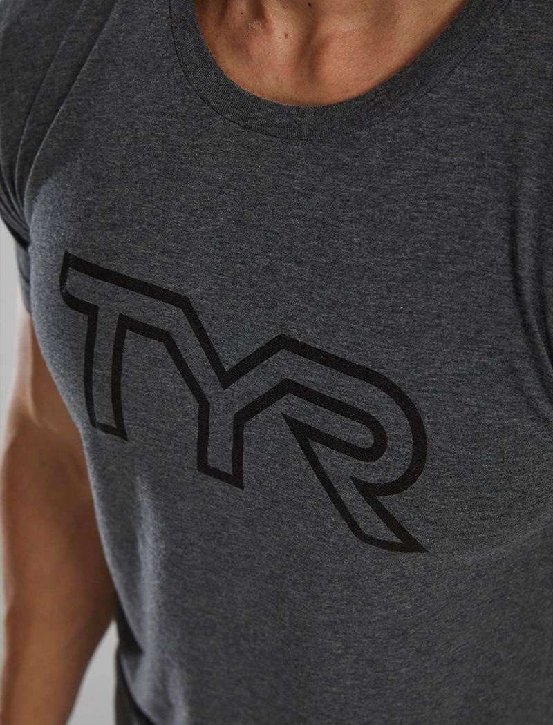 Dark Grey Tyr Ultrasoft Lightweight Tri Blend Tech Men's T-Shirt | US-LRFC75641