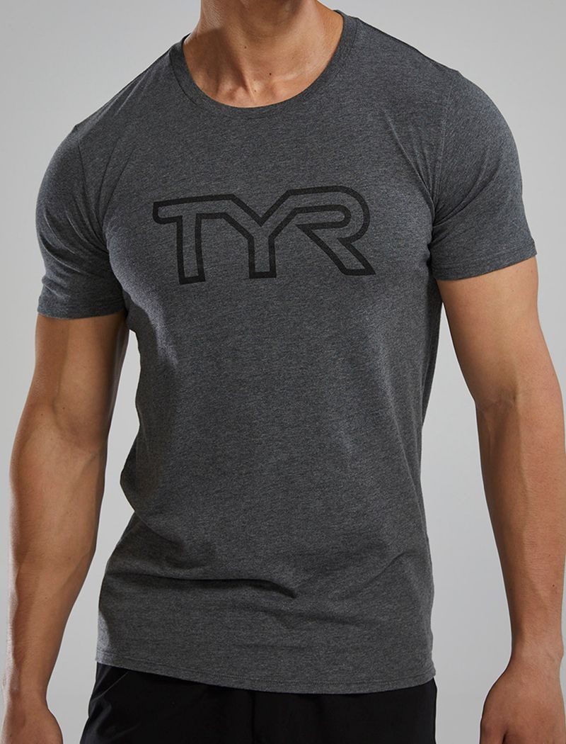 Dark Grey Tyr Ultrasoft Lightweight Tri Blend Tech Men's T-Shirt | US-LRFC75641