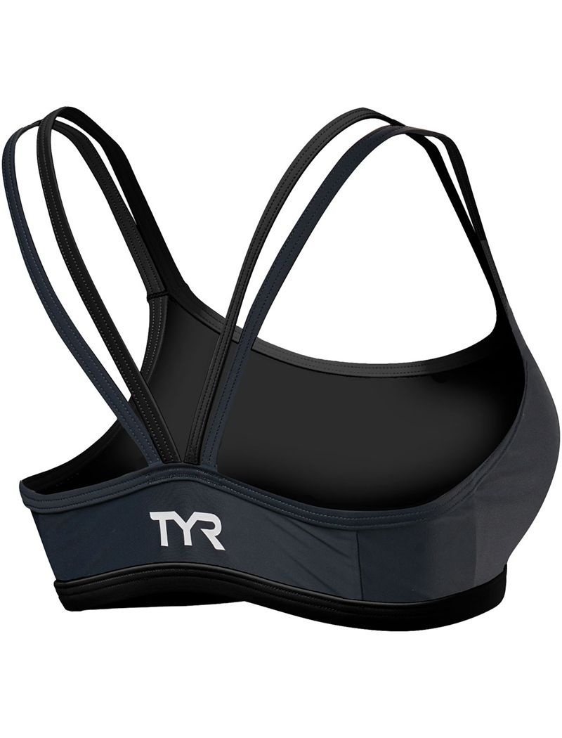 Dark Grey / Black Tyr Thin Strap Tri Women's Sports Bra | US-MPWC79416