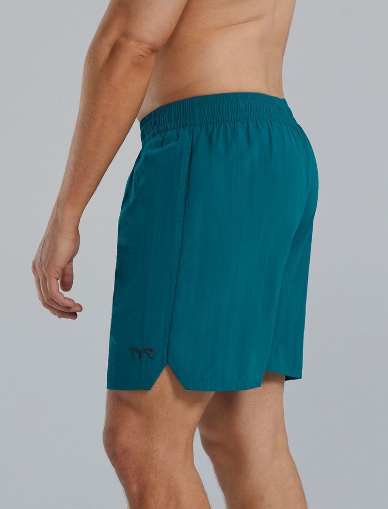 Dark Turquoise Tyr Deck-x Men's Swim Shorts | US-OUEW26954