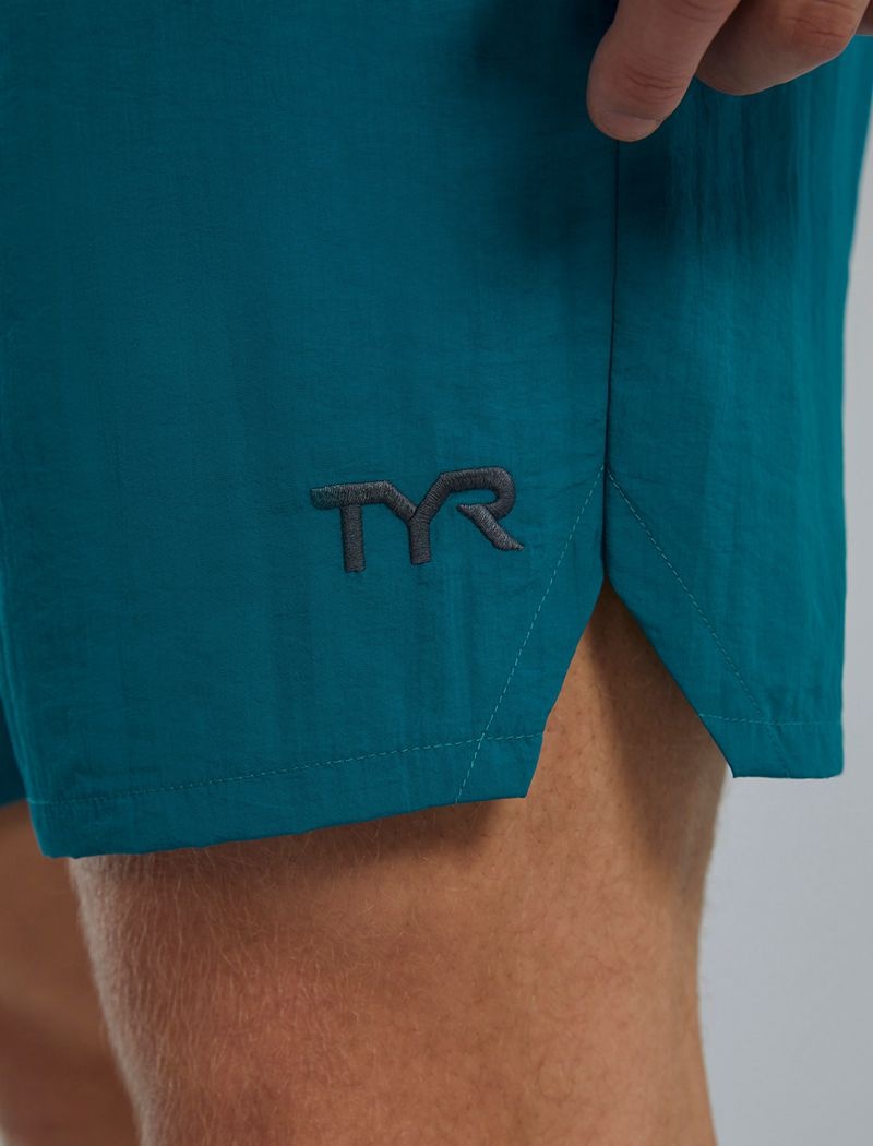 Dark Turquoise Tyr Deck-x Men's Swim Shorts | US-OUEW26954