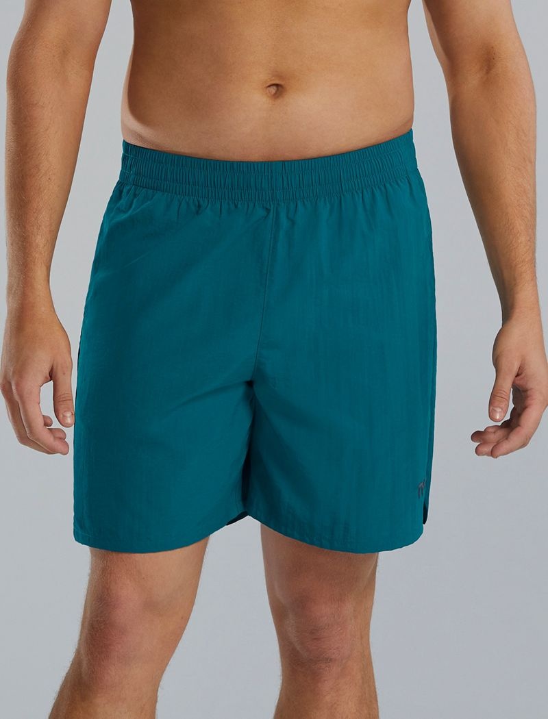 Dark Turquoise Tyr Deck-x Men\'s Swim Shorts | US-OUEW26954