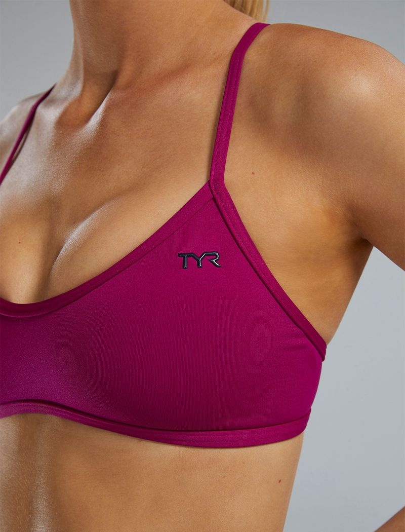 Fuchsia Tyr Durafast Elite® Trinity Women's Swim Bra | US-HFAD64820