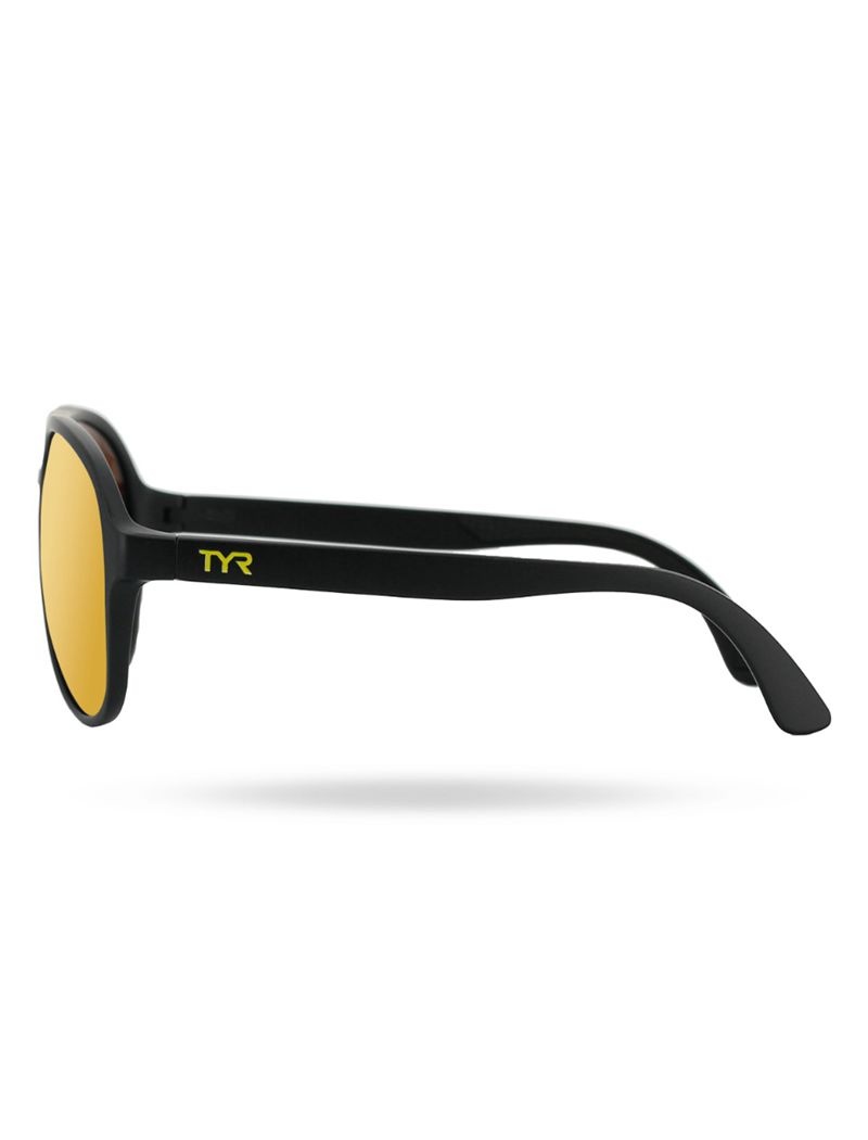 Gold / Black Tyr Goldenwest Xl Aviator Hts Polarized Men's Sunglasses | US-WTMA68297