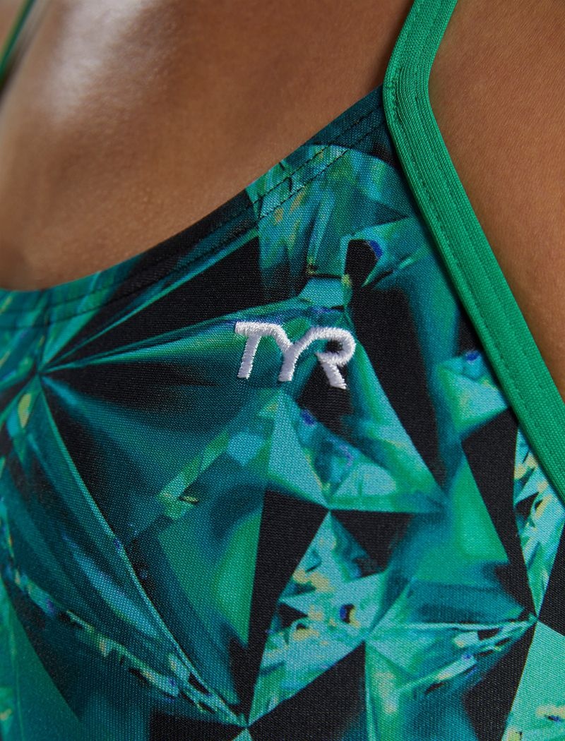 Green Tyr Durafast Elite® Cutoutfit Crystalized Women's Swimsuit | US-KXMW09768