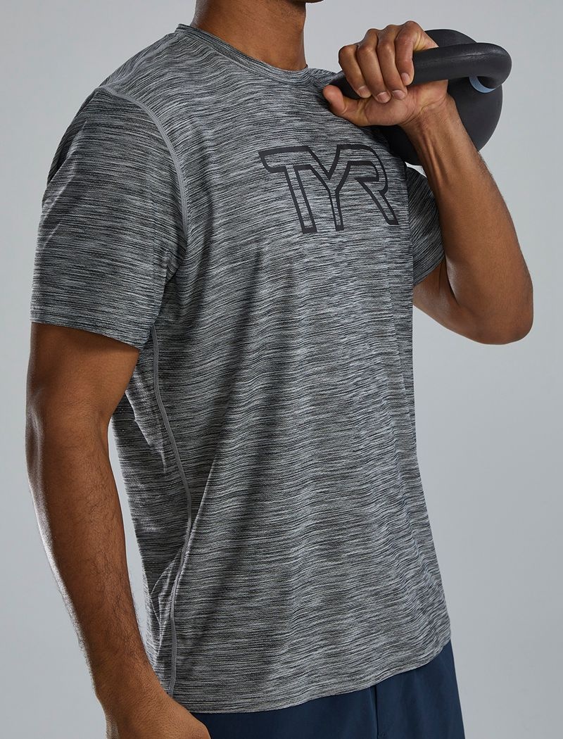 Grey Tyr Airtec™ Big Logo Men's T-Shirt | US-UWMF16850