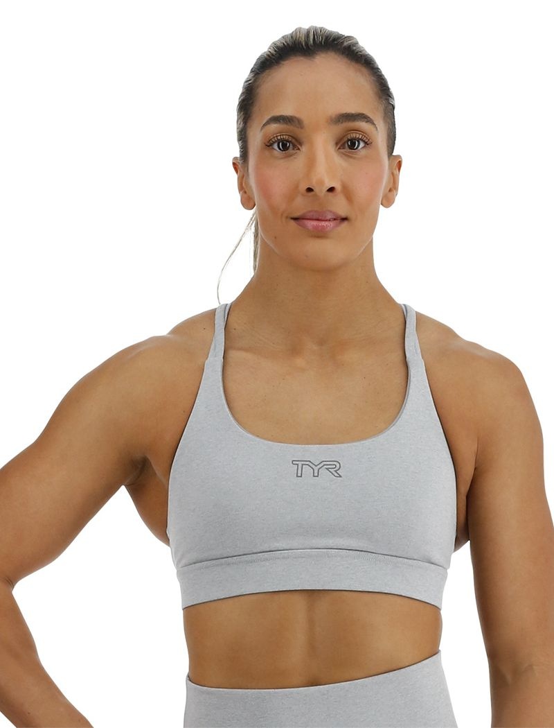 Grey Tyr Base Kinetic™ Dual Strap Women\'s Sports Bra | US-AVMZ92074