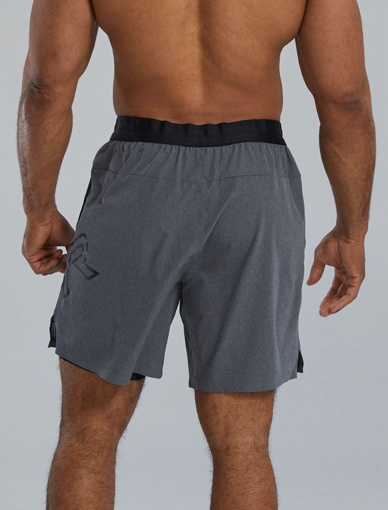 Grey Tyr Hydrosphere™ Lined 7 Unbroken Big Logo Men's Shorts | US-VHLZ18957