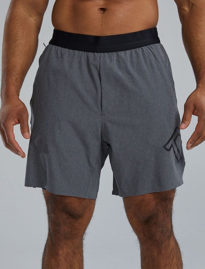 Grey Tyr Hydrosphere™ Lined 7 Unbroken Big Logo Men's Shorts | US-VHLZ18957