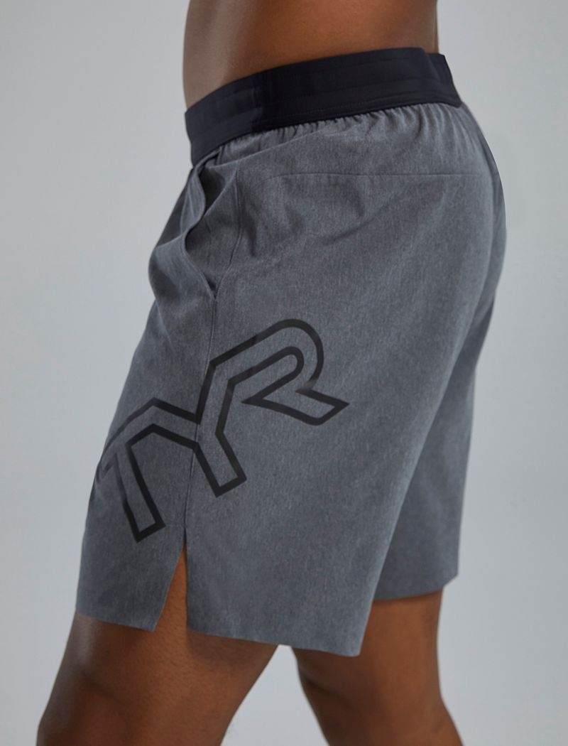 Grey Tyr Hydrosphere™ Unlined 7 Unbroken Big Logo Men's Shorts | US-YHUF45270