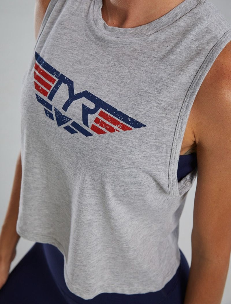 Grey Tyr Ultrasoft™ Graphic Crop Take Flight Women's Tanks | US-QJUY38541