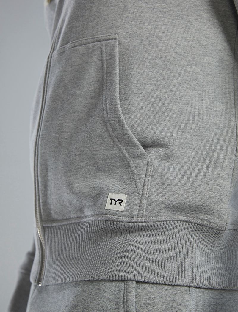 Grey Tyr Ultrasoft Heavyweight Terry Full-zip Men's Hoodie | US-IQGU64598