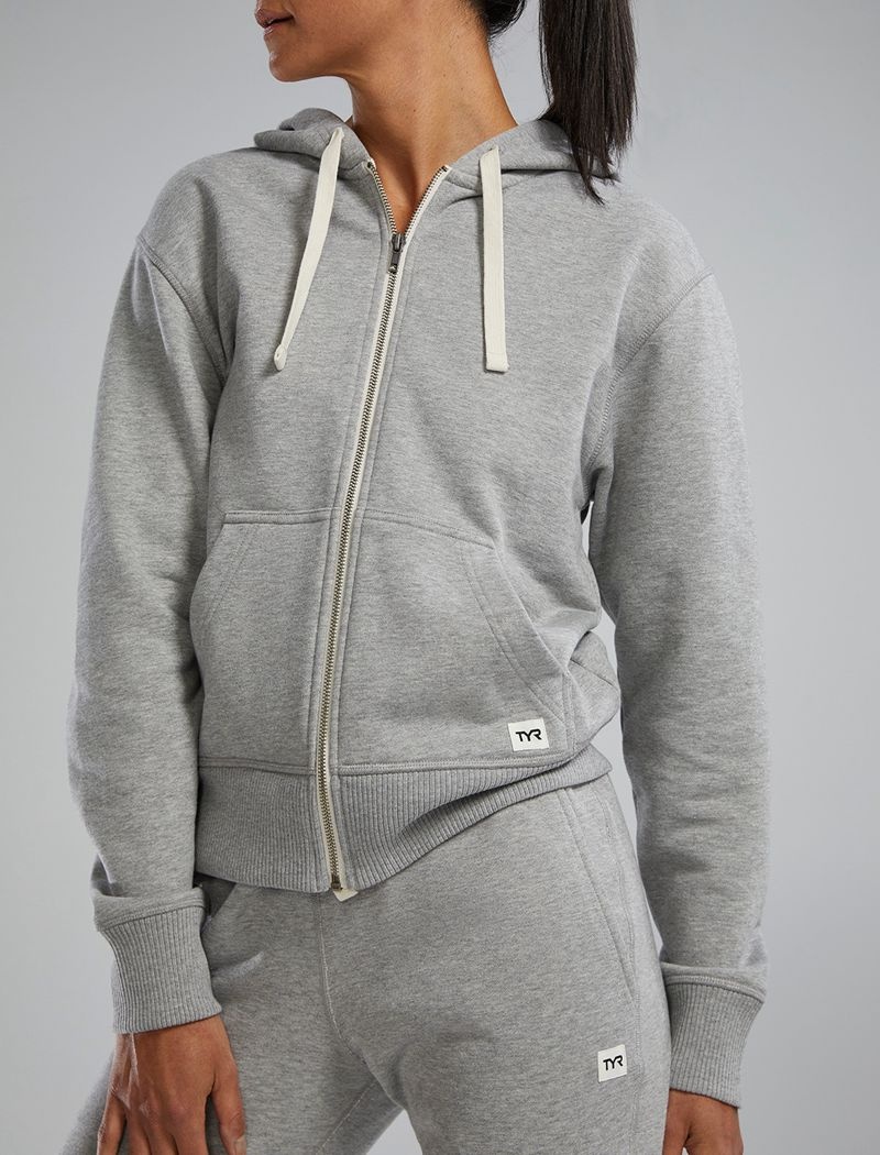 Grey Tyr Ultrasoft Heavyweight Terry Full-zip Women's Hoodie | US-CFAJ94178