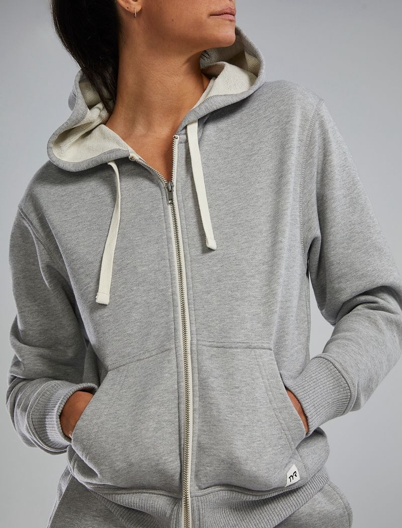 Grey Tyr Ultrasoft Heavyweight Terry Full-zip Women's Hoodie | US-CFAJ94178